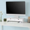SoBuy Supporto Monitor Pc Da Scrivania Organizer Scrivania Altezza 11 Cm Bianco BBF02-W