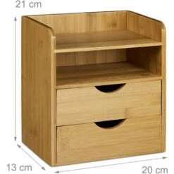 Relaxdays Organizer Da Scrivania In Bambù, Portaoggetti Con 2 Ripiani E 2 Cassetti Rimovibili, 21 X 20 X 13cm, Naturale -Ufficio E Casa 10719990 2