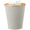 Relaxdays Cestino Gettacarte Bambù Pattumiera Tonda Secchio Interno Coperchio Chiusura Magnetica Alto 35 Cm Beige/grigio -Ufficio E Casa 11090494 1