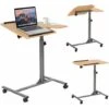 Tavolino Porta PC Scrivania Del Laptop Con Ruote, Altezza E Inclinazione Regolabili, In MDF E1 E Tubo In Ferro -Ufficio E Casa 11536686 1