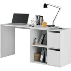 Scrivania 120x77 Cm Multiposizione Bianco Opaco Con Due Ante Bianco -Ufficio E Casa 12303617 4