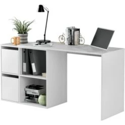 Scrivania 120x77 Cm Multiposizione Bianco Opaco Con Due Ante Bianco -Ufficio E Casa 12303617 5