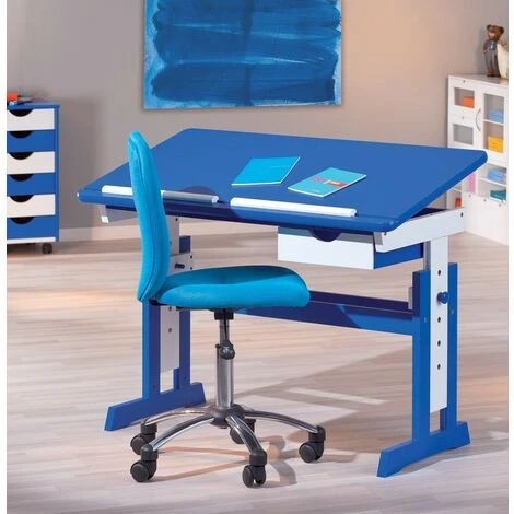 Kit Scrivania Blu Tavolo Da Disegno Inclinabile In Legno Pino Cameretta Bambino 4 Kit Scrivania Blu Tavolo Da Disegno Inclinabile In Legno Pino Cameretta Bambino - immagine 2