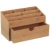 Organizer Portaoggetti Da Scrivania In Legno Bambu' Con 6 Scomparti E Cassetto -Ufficio E Casa 13408624 1