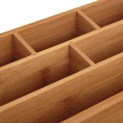 Organizer Portaoggetti Da Scrivania In Legno Bambu' Con 6 Scomparti E Cassetto -Ufficio E Casa 13408624 4