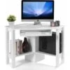 COSTWAY Scrivania Angolare In Legno, Scrivania Porta PC Con Vassoio Per Tastiera E Rispini, Scrivania Salvaspazio E Moderna Per Ufficio E Studio, 120 X 60 X 77 Cm (Bianco) -Ufficio E Casa 13934863 1