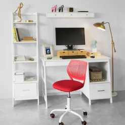 SoBuy Supporto Monitor Pc Da Scrivania Con 3 Organizzatore Cassetti L51P25A12 Cm, Legno Massiccio Di BambÃ¹ BBF03-N -Ufficio E Casa 13934928 4