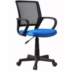 Poltrona Sedia Presidenziale Ufficio Direzionale Girevole Traspirante Nero Blu