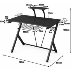 Scrivania Da E-Sport, Scrivania Da Computer, Tavolo Per Computer, 106 X 60 X 98 Cm, Nero 11 Scrivania Da E-Sport, Scrivania Da Computer, Tavolo Per Computer, 106 X 60 X 98 Cm, Nero -Ufficio E Casa 15820142 5