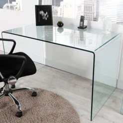 Scrivania Scrittoio Da Ufficio In Vetro Curvato - Luxury Z-09 - (120 X 74 X 70 Cm) Design Curvo E Moderno -Ufficio E Casa 15877654 4