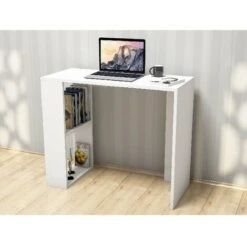 Scrivania Nano Con Ripiani - Da Studio, Camera, Ufficio - Bianco In Legno, 90 X 40 X 75 Cm
