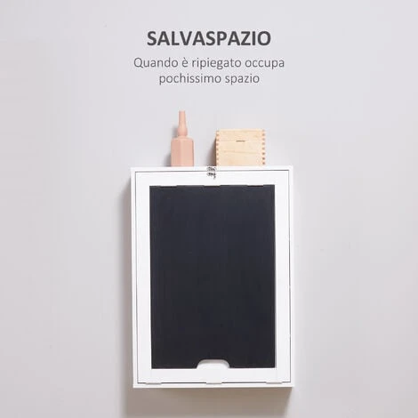 Homcom Tavolo Scrivania Pieghevole A Muro Con Lavagna Bianco E Nero 60 X 88.5 X 146.5cm 7 Homcom Tavolo Scrivania Pieghevole A Muro Con Lavagna Bianco E Nero 60 X 88.5 X 146.5cm - immagine 5