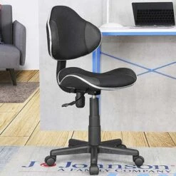 Poltrona Sedia Scrivania Ufficio Cameretta Girevole Tessuto Traspirante Nero