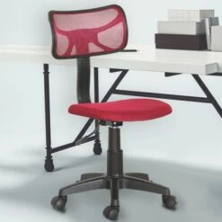 Sedia Girevole 5 Ruote Ufficio Cameretta Scrivania Schienale Ergonomico Rosso -Ufficio E Casa 18218292 5