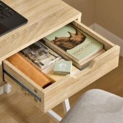 SoBuy Scrivania Piccola Con Libreria, Cassetto E Cubo Misura Del Piano Del Tavolo L76P50A75 Cm FWT63-N -Ufficio E Casa 18249509 3