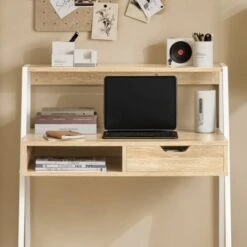 SoBuy Scrivania Piccola Con Libreria, Cassetto E Cubo Misura Del Piano Del Tavolo L76P50A75 Cm FWT63-N -Ufficio E Casa 18249509 4