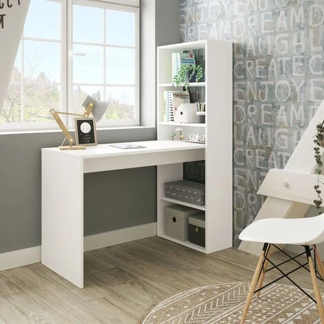 SCRIVANIA REVERSIBILE RUSTIKA LAMINATO BIANCO CON LIBRERIA CM120X53 3 SCRIVANIA REVERSIBILE RUSTIKA LAMINATO BIANCO CON LIBRERIA CM120X53