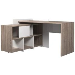 SCRIVANIA ANGOLARE CON LIBRERIA LAMINATO BIANCO E TARTUFO CM140X120 -Ufficio E Casa 18327979 2