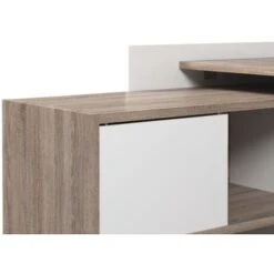 SCRIVANIA ANGOLARE CON LIBRERIA LAMINATO BIANCO E TARTUFO CM140X120 -Ufficio E Casa 18327979 4