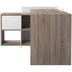 SCRIVANIA ANGOLARE CON LIBRERIA LAMINATO BIANCO E TARTUFO CM140X120 -Ufficio E Casa 18327979 5