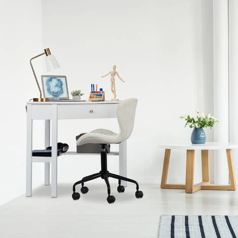 Relaxdays Scrivania Ad Angolo, Ripiano E Cassetto, Salvaspazio, Ufficio, Studio, Stile Rustico, HLP 76x107x72 Cm, Bianca 4 Relaxdays Scrivania Ad Angolo, Ripiano E Cassetto, Salvaspazio, Ufficio, Studio, Stile Rustico, HLP 76x107x72 Cm, Bianca - immagine 2