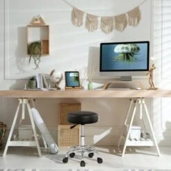 Casaria Sgabello Da Ufficio Seduta Girevole A 360° Morbida 10 Cm Altezza Regolabile 51-65 Cm Sedia Home-Office Sedia Per Centro Estetico Fisioterapista Studio Medico Nero -Ufficio E Casa 18458322 3