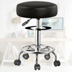 Casaria Sgabello Da Ufficio Seduta Girevole A 360° Morbida 10 Cm Altezza Regolabile 51-65 Cm Sedia Home-Office Sedia Per Centro Estetico Fisioterapista Studio Medico Nero -Ufficio E Casa 18458322 5