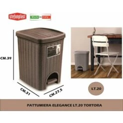 PATTUMIERA C/PEDALE ELEGANCE LT.20 TORTORA STEFANPLAST
