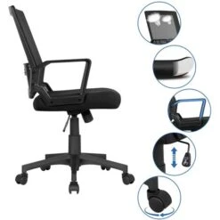 Yaheetech Sedia Da Scrivania Ufficio Ergonomica A Rotelle Girevole In Rete Con Braccioli Schienale Reclinabile Altezza Regolabile Nero 10 Yaheetech Sedia Da Scrivania Ufficio Ergonomica A Rotelle Girevole In Rete Con Braccioli Schienale Reclinabile Altezza Regolabile Nero -Ufficio E Casa 19494473 4