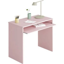 Dmora Scrivania Dayton, Scrittoio Per Ufficio Con Ripiano, Tavolo Da Studio Porta PC Da Ufficio O Cameretta, Tavolo Da Studio, Cm 90x54h79, Rosa, Con Imballo Rinforzato -Ufficio E Casa 19702573 4
