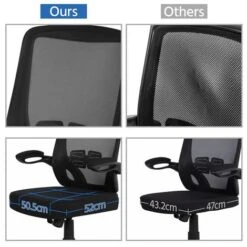 Yaheetech Sedia Da Scrivania Ufficio Ergonomica Lombare Reclinabile In Rete Traspirante Girevole Braccioli Altezza Regolabili A Rotelle Nera -Ufficio E Casa 20153908 3