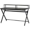 Homcom Scrivania Gaming Con Piano Rialzato Per Monitor E Gancio Cuffie In MDF E Acciaio Nero 140x60x90cm -Ufficio E Casa 20211976 1