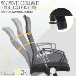 ZIK Sedia Ufficio Girevole Da Scrivania, Regolabile Con Braccioli, Ergonomica Direzionale In Tessuto -Ufficio E Casa 22769919 5