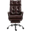 Vinsetto Poltrona Ufficio Presidenziale Similpelle Marrone Con Schienale Reclinabile