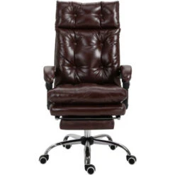 Vinsetto Poltrona Ufficio Presidenziale Similpelle Marrone Con Schienale Reclinabile