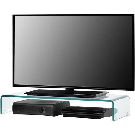 Supporto Di Rialzo Monitor/TV/PC Portatile 80 X 30 X 13 Cm Mobile In Vetro Base Per Schermi - Trasparente 4 Supporto Di Rialzo Monitor/TV/PC Portatile 80 X 30 X 13 Cm Mobile In Vetro Base Per Schermi - Trasparente - immagine 2