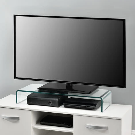 Supporto Di Rialzo Monitor/TV/PC Portatile 80 X 30 X 13 Cm Mobile In Vetro Base Per Schermi - Trasparente 5 Supporto Di Rialzo Monitor/TV/PC Portatile 80 X 30 X 13 Cm Mobile In Vetro Base Per Schermi - Trasparente - immagine 3