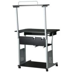 Yaheetech Scrivania Computer PC E Stampante Con Ruote Ufficio Mobile Tavolo Per Computer E Stampante Tastiera Scorrevole Da Studio Nera -Ufficio E Casa 23070694 4