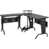 Homcom Scrivania Gaming Angolare E Salvaspazio Con Ripiano Tastiera Estraibile Nera -Ufficio E Casa 23173917 1
