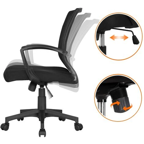Yaheetech 2 Sedie Da Scrivania Ufficio Studio In Rete Ergonomica A Rotelle Girevole Inclinabile Altezza Regolabile Con Braccioli Nere 7 Yaheetech 2 Sedie Da Scrivania Ufficio Studio In Rete Ergonomica A Rotelle Girevole Inclinabile Altezza Regolabile Con Braccioli Nere - immagine 5