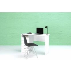 Scrivania Con 4 Cassetti Bianco, 110x76x48,5 Cm -Ufficio E Casa 23632755 3