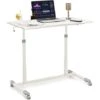 Scrivania Per Computer Con Ruote Porta PC, Porta Cuffie, Compatta E Multifunzione, Bianco -Ufficio E Casa 23710612 1