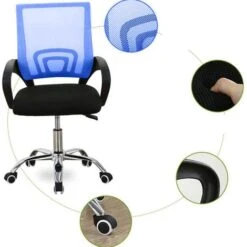 Poltrona Sedia Presidenziale Da Ufficio Direzionale Girevole Traspirante Blu -Ufficio E Casa 23813687 4