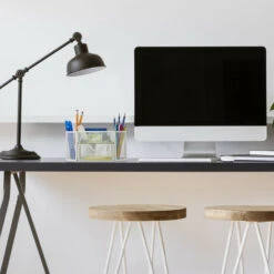 Relaxdays Portaoggetti Da Scrivania, Casa & Ufficio, Portapenne & Cassetto, Organizer In Metallo, 10,5x22x11 Cm, Bianco -Ufficio E Casa 24161087 2