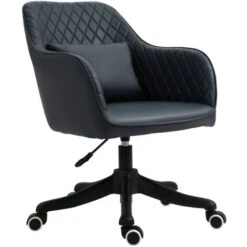 Vinsetto Sedia Ufficio Ergonomica E Regolabile In Similpelle Grigio Scuro Con Cuscino Lombare Massaggiante