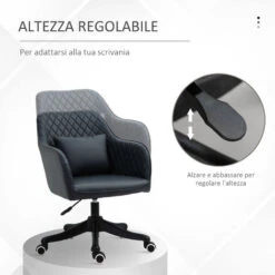 Vinsetto Sedia Ufficio Ergonomica E Regolabile In Similpelle Grigio Scuro Con Cuscino Lombare Massaggiante 10 Vinsetto Sedia Ufficio Ergonomica E Regolabile In Similpelle Grigio Scuro Con Cuscino Lombare Massaggiante -Ufficio E Casa 26373148 4