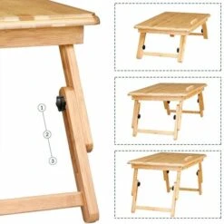 Casaria Tavolino Per Computer Notebook In Bambù Altezza Regolabile 55x35x20-28cm Colazione A Letto O Sul Divano -Ufficio E Casa 26377770 3