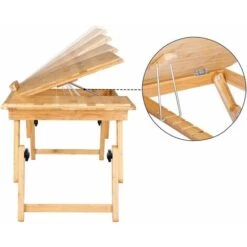 Casaria Tavolino Per Computer Notebook In Bambù Altezza Regolabile 55x35x20-28cm Colazione A Letto O Sul Divano -Ufficio E Casa 26377770 4