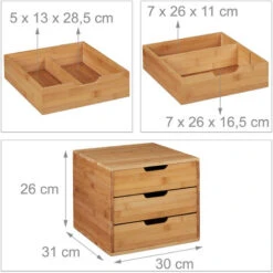 Relaxdays Portaoggetti Da Scrivania, 26x30x31 Cm, Cassettiera Con 3 Tiretti, Organizer Per Ufficio & Studio, Naturale -Ufficio E Casa 27152908 4