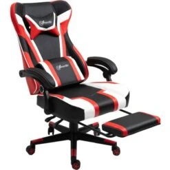 Vinsetto Poltrona Gaming Ufficio Recilnabile Altezza Regolabile Massaggiante, Porta USB